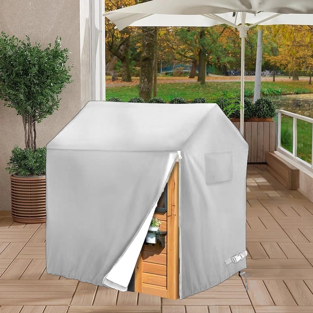 Housse de protection d'extérieur pour enfants en tissu Oxford 210D imperméable et coupe-vent avec cordon de serrage réglable en bas et fermeture éclair latérale (145 x 145 x 160 cm)