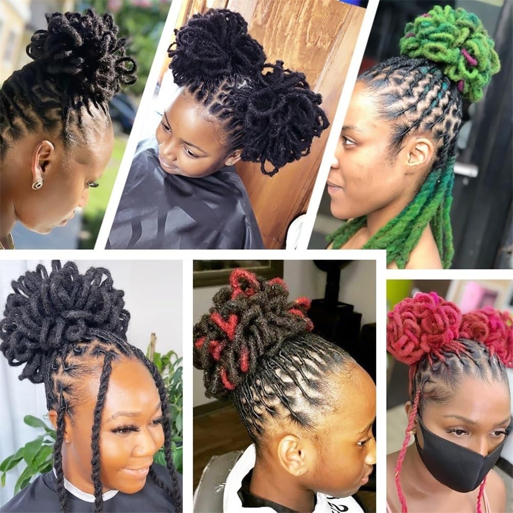 Panino per capelli disordinato Chignon con dreadlock, afro, chignon con coulisse, coda di cavallo, finti nu locs, extension for capelli Parrucchino a coda di cavallo per l'uso quotidiano(1B-30)