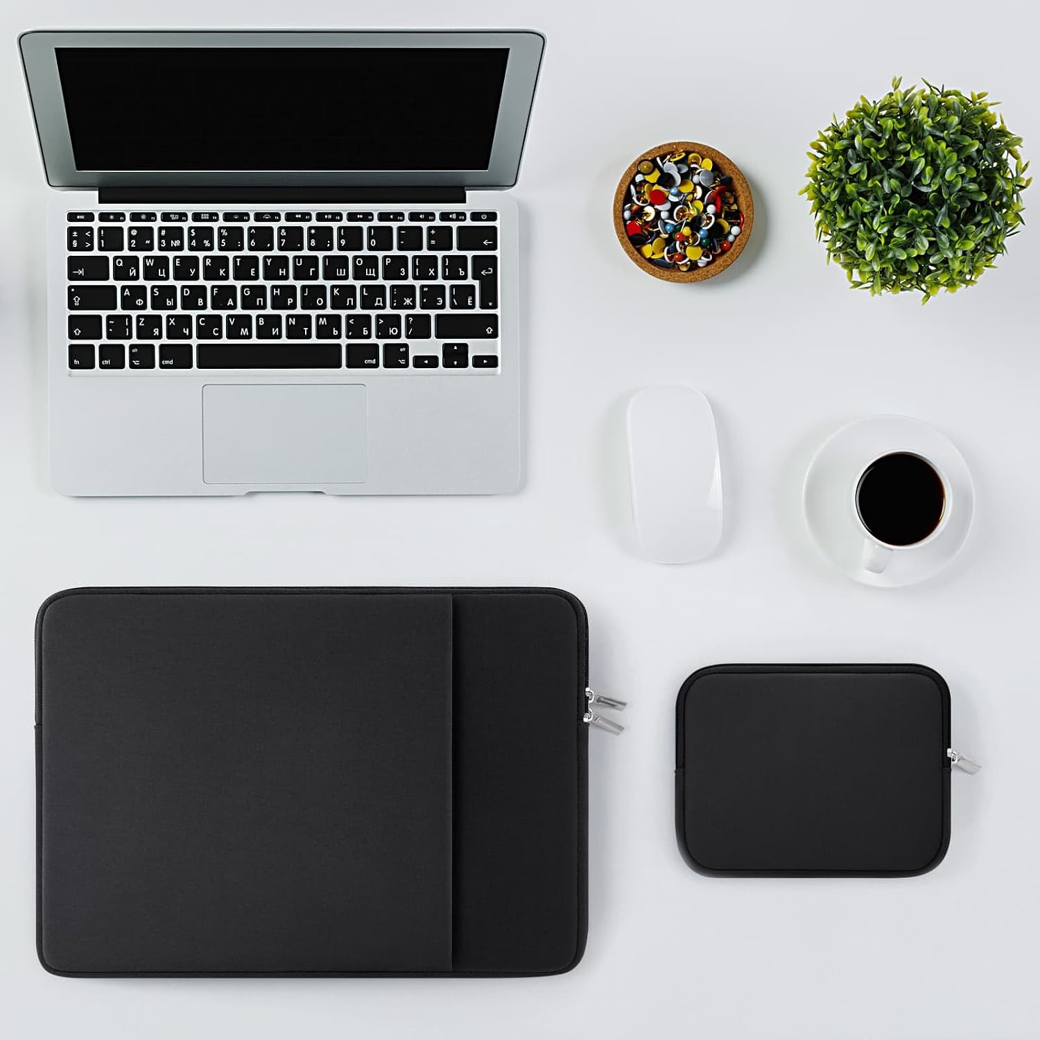 RAINYEAR 13 Inch Laptop Sleeve Compatible with 13.3" MacBook Air/Pro M1 M2 M3 M4 M5 A3449 A3240 A3113 A2681 A2338 Case Cover Bag with Front Pocket Accessories Pouch (Black)