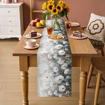 Table Runner 48 Inches Long, Abstract Flowers Decorative Table Runner for Party Wedding Home Decor, Farmhouse Oil Painting Floral Herbs Dresser Scarves for Bedroom Kitchen Tables Decor 13x48 Inch