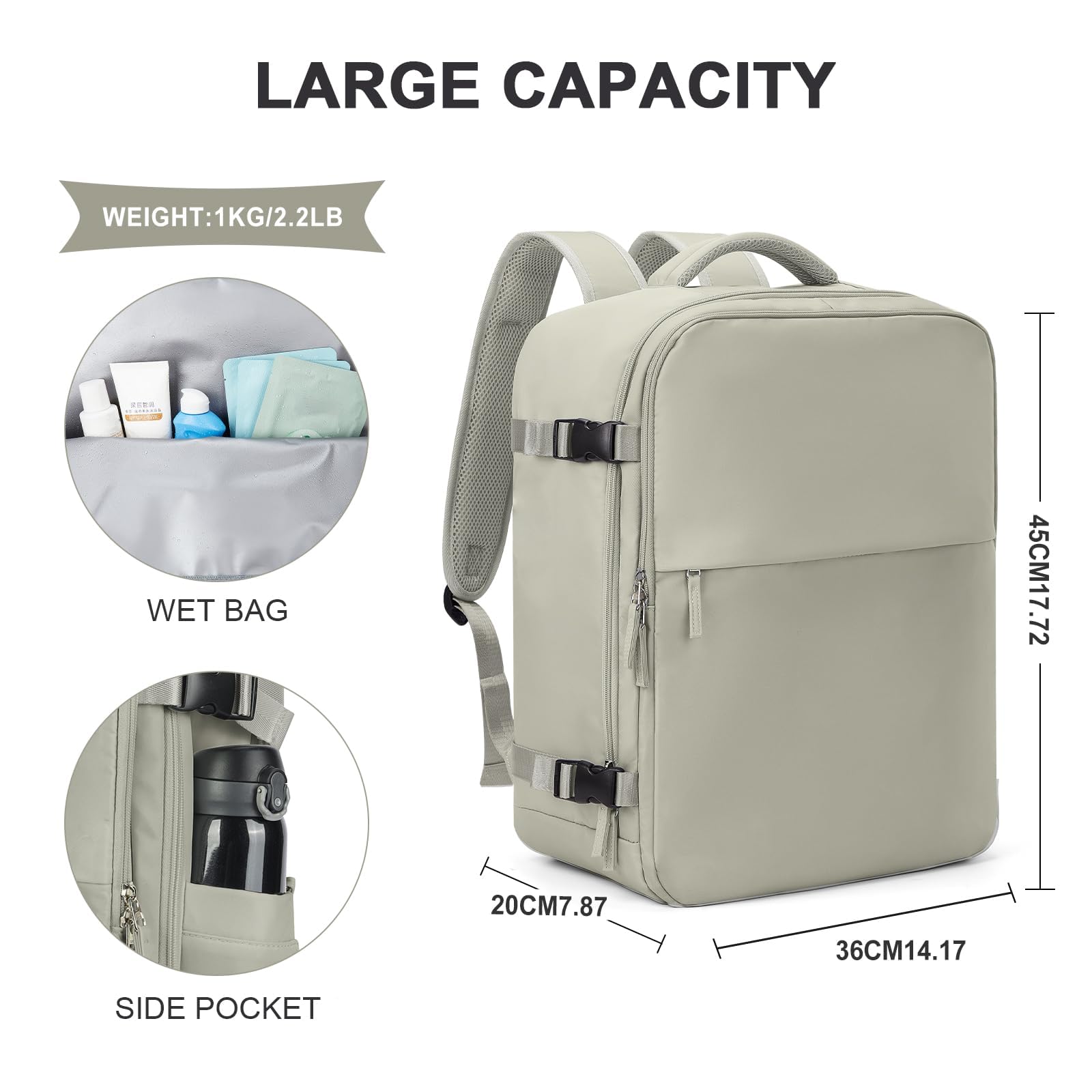 SZLX Zaino Ryanair 40x30x20 Sottovuoto con Pompa Zaino da Viaggio 40x30x20 Wizzair Bagaglio a Mano 40x20x25 Ryanair Donna Borse da Cabina per Easyjet 45x36x20 Uomo Zaino Laptop 14 Pollici Valigia