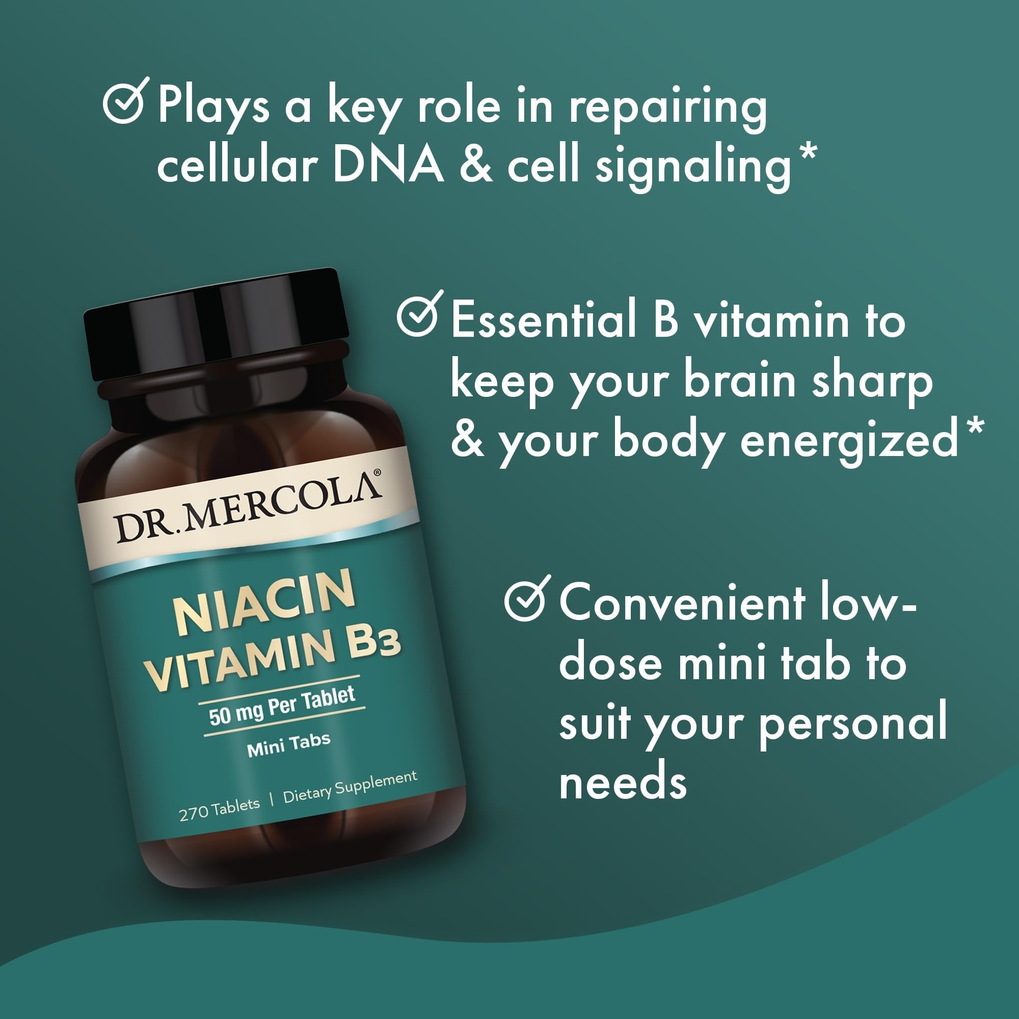 Dr. Mercola Niacin Vitamin B3, 50 mg, 270 Tablets (90 Servings) — Amazon image 4