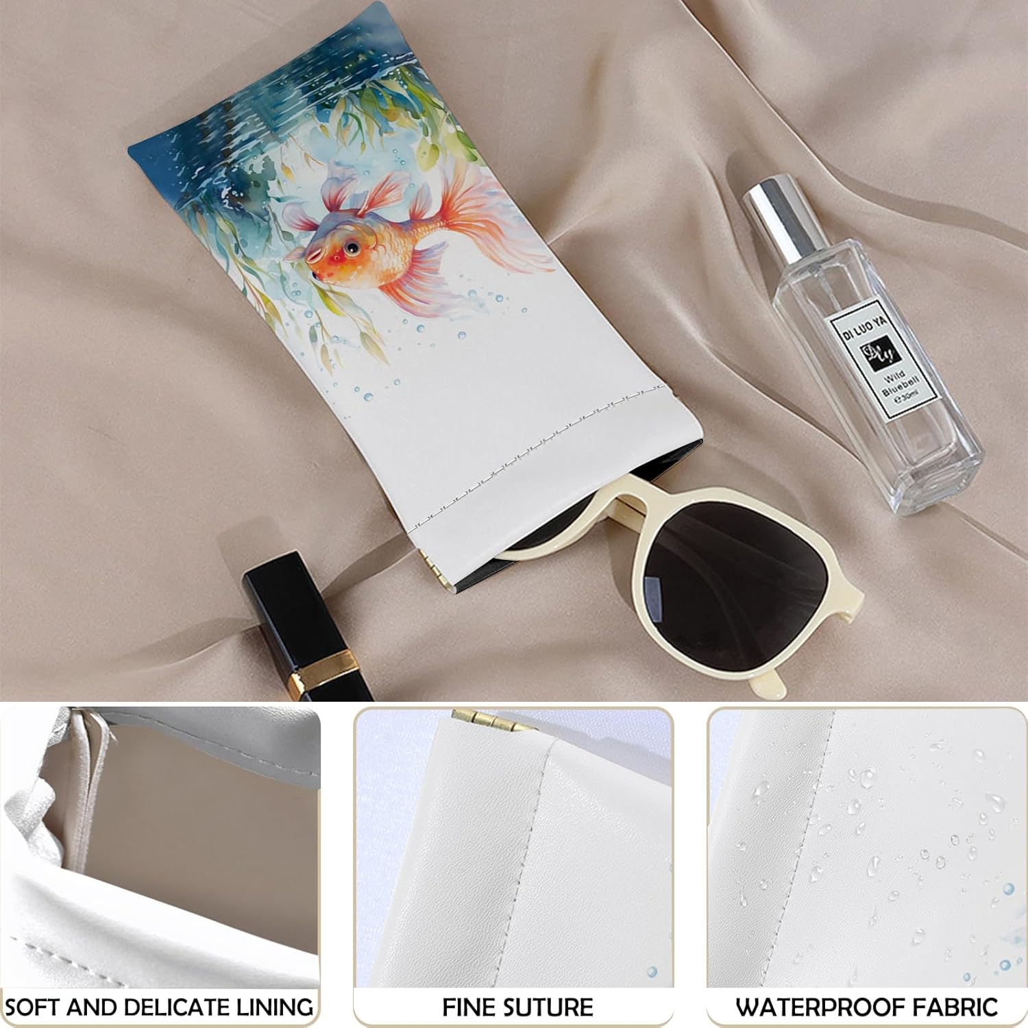 2 PCS Glasses Eyeglass Sunglasses Case Pouch Soft PU Leather Cute Aesthetic with Cleaning Cloth for Boys Men Man - Image 5