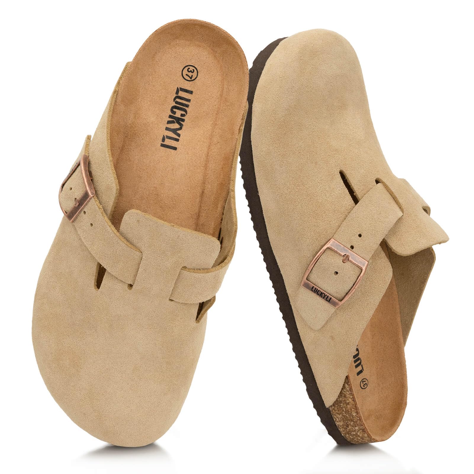 Kids Suede Clogs Cork Footbed Sandals Boys Girls Slip On Mules with Arch Support Lightwei…