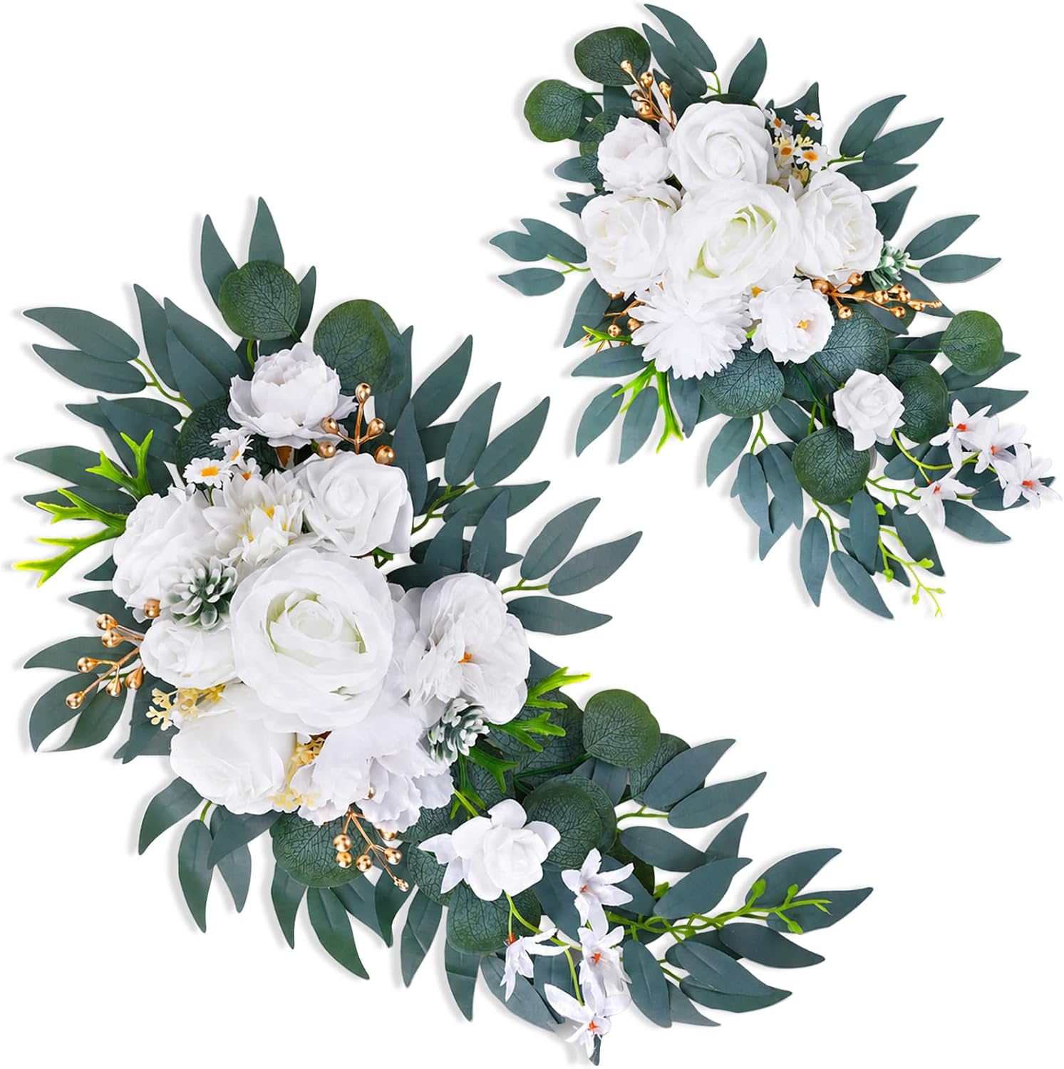 2 Set Wedding Arch Flowers for Arch Backdrop with Artificial Flower Tassels White Floral Swag for Wedding Backdrop Decoration Banquets Receptions