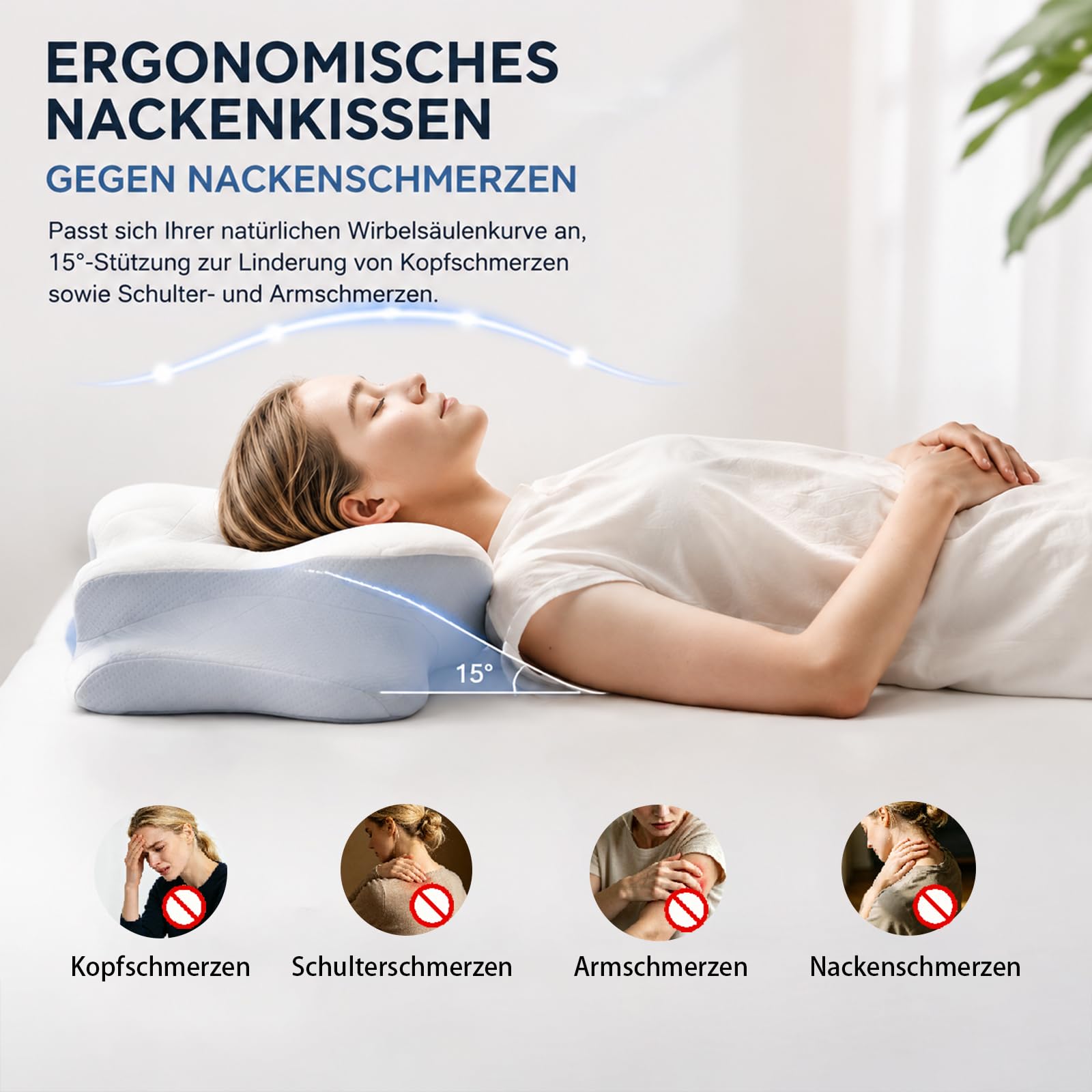 Ergonomisches Kopfkissen, Nackenkissen Memory Foam Schmetterlingskissen
