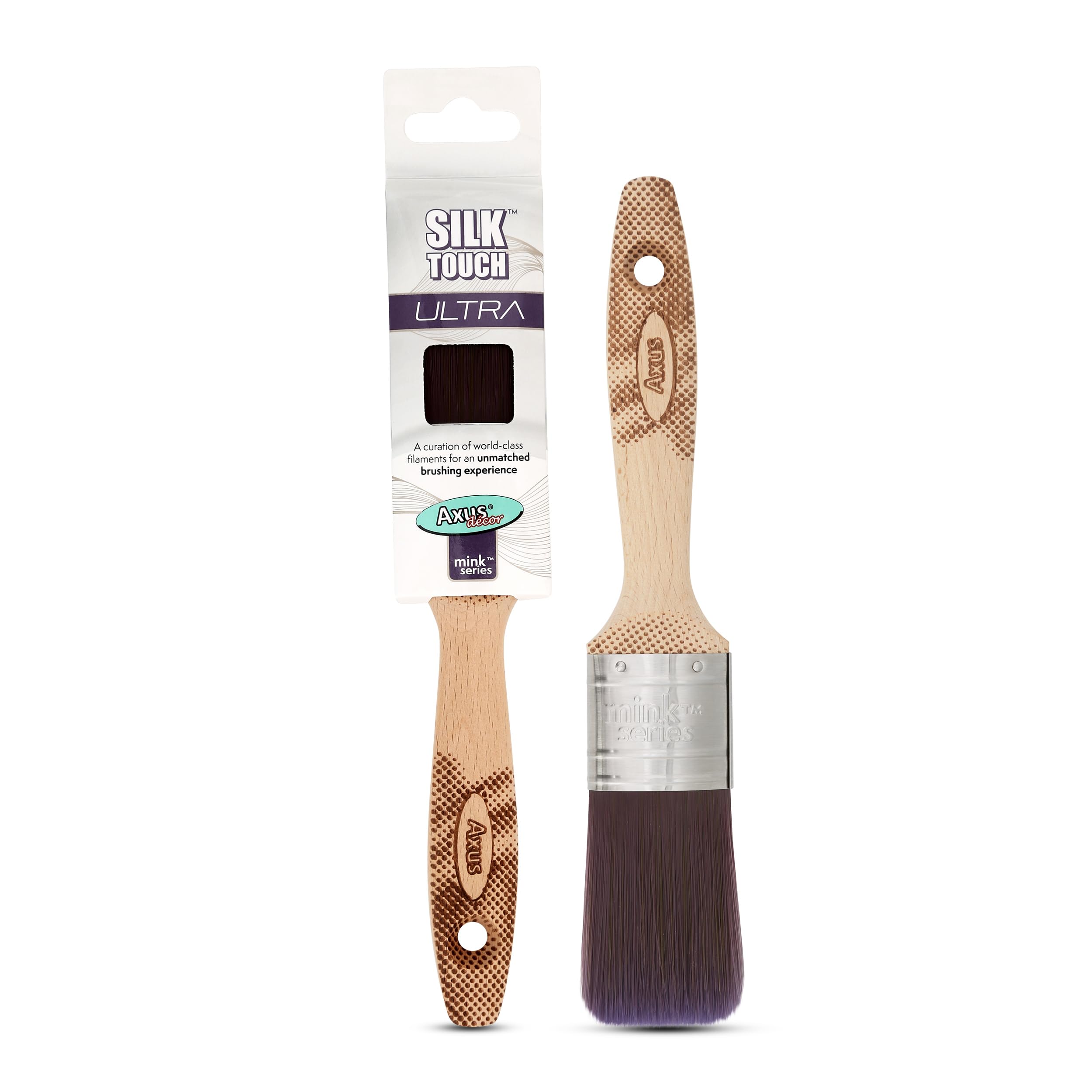 Axus Decor Silk Touch Ultra (Mink Series) Paint Brush Filaments & Birchwood Handle - For Walls, Ceilings, Wood & Metal - Anti-Rust Stainless Steel - Next Generation Brush - 1.5 Inch