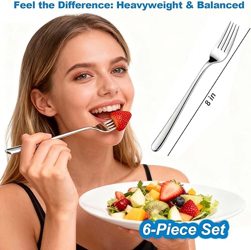 Miniatura 2 de Tenedores de cocina de acero inoxidable 1810 de alta calidad, juego de 6 piezas, tenedores de cubiertos de diseño clásico y moderno, aptos
