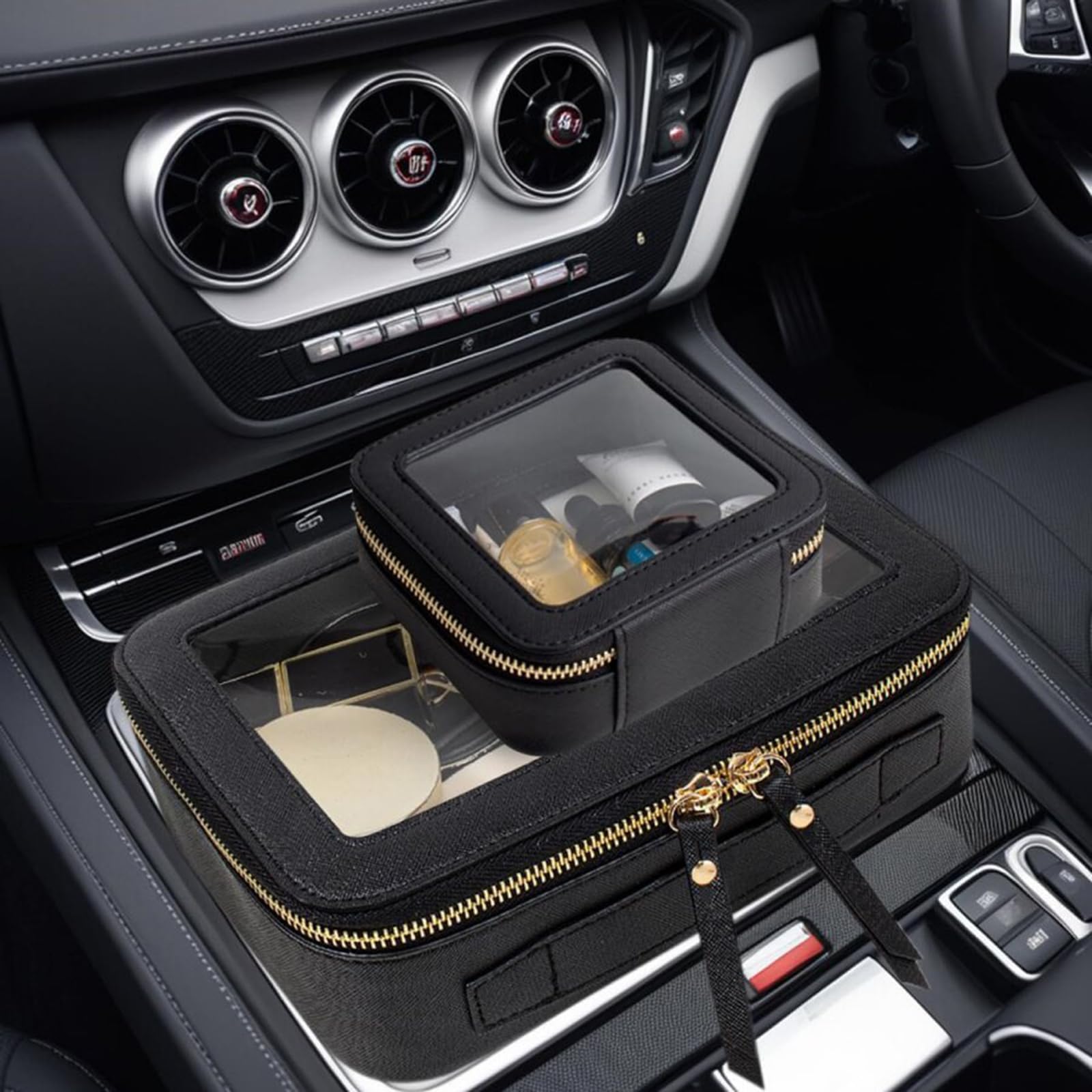 Borsa porta trucchi fantasia con sezione anteriore trasparente, ideale per i viaggi e l ' uso quotidiano Elegante custodia per cosmetici