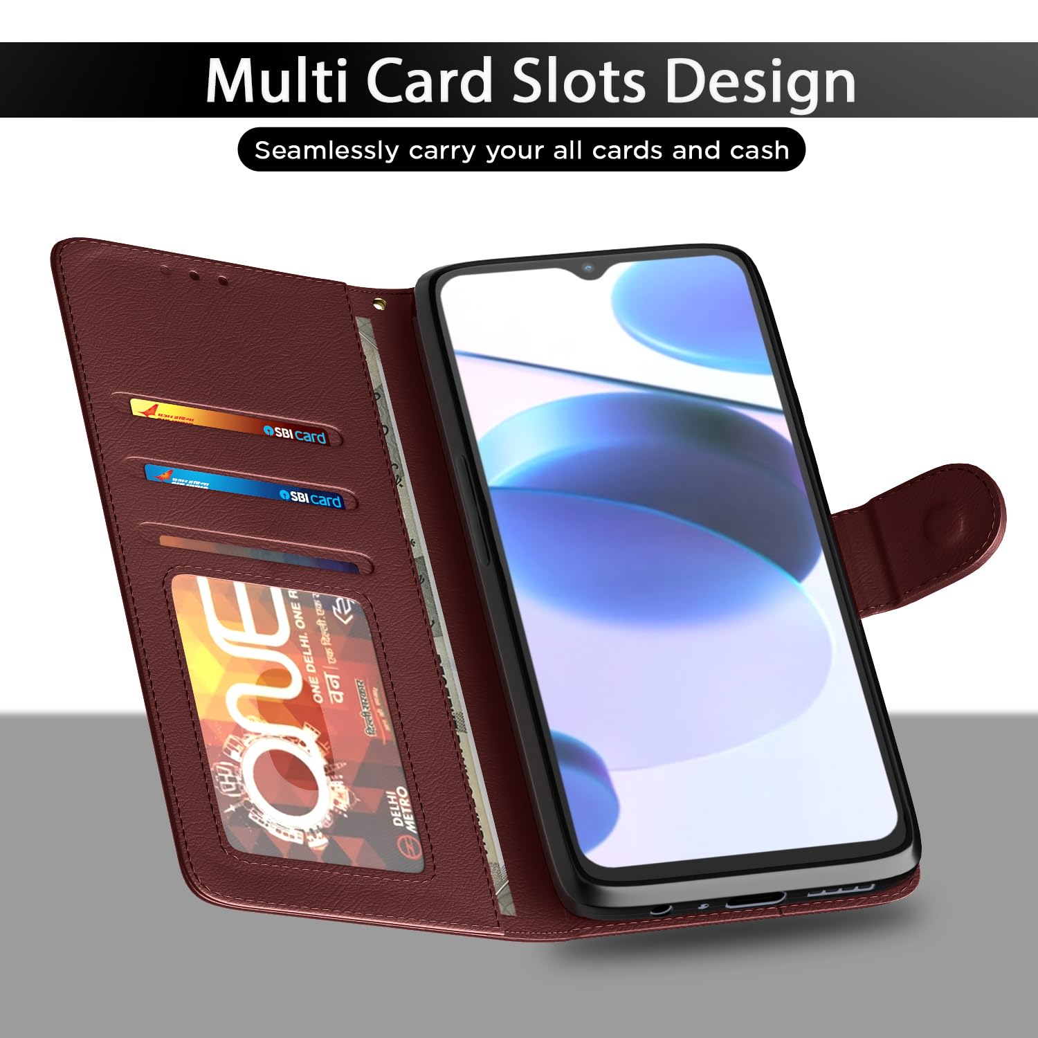 Realme C35 Flip Cover - Leather Wallet Stand -5