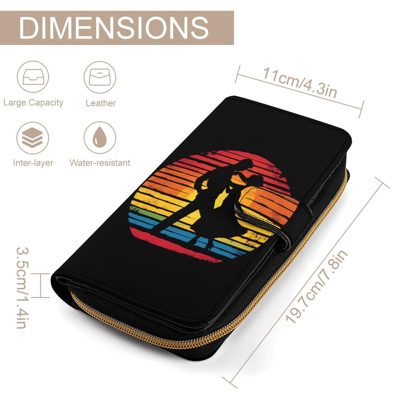 Salsa Dancing Dancer Vintage Long Wallet PU Leather Credit Card Holder Durable Zippered Purse Clutch Wallet