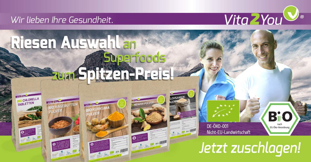 Vita2You BIO Chlorella + Spirulina Mix Pulver 500g - Verhältnis 50:50 - Aus Ökologischen Anbau DE-ÖKO-006 - Zippbeutel - Premium Qualität
