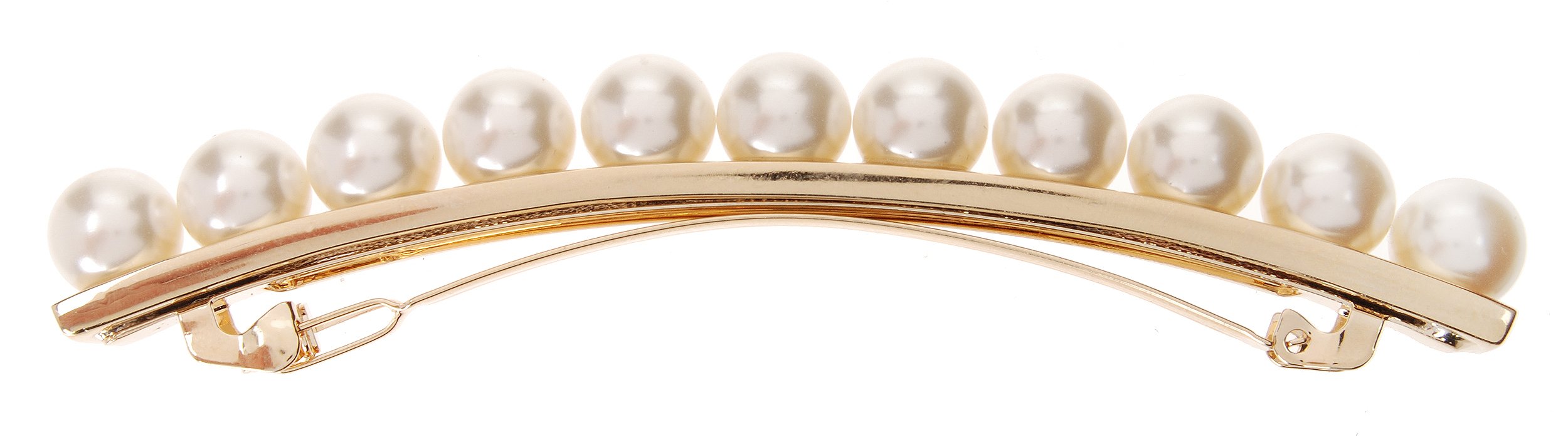 L. Erickson Pearl and Metal Long and Skinny Barrette - Pearl/Gold