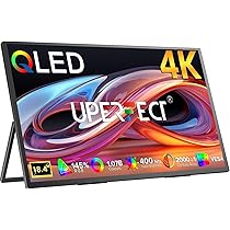 UPERFECT 18 Pollici 4K Monitor Portatile con Schermo Opaco QLED Eye-Care UHD 3840 * 2160 Staffa Integrata USB C Mini HDMI per PC Laptop Xbo Switch PS-5, Corpo in Metallo, Display Mobile Montabile VESA