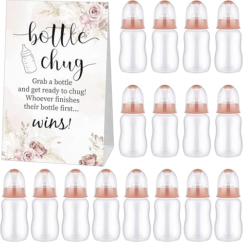 Miniatura 18 de TrelaCo Bottle Chug - Juego de 20 biberones para baby shower, con 1 letrero de papel kraft para revelación de género, suministros de fiesta, regalos