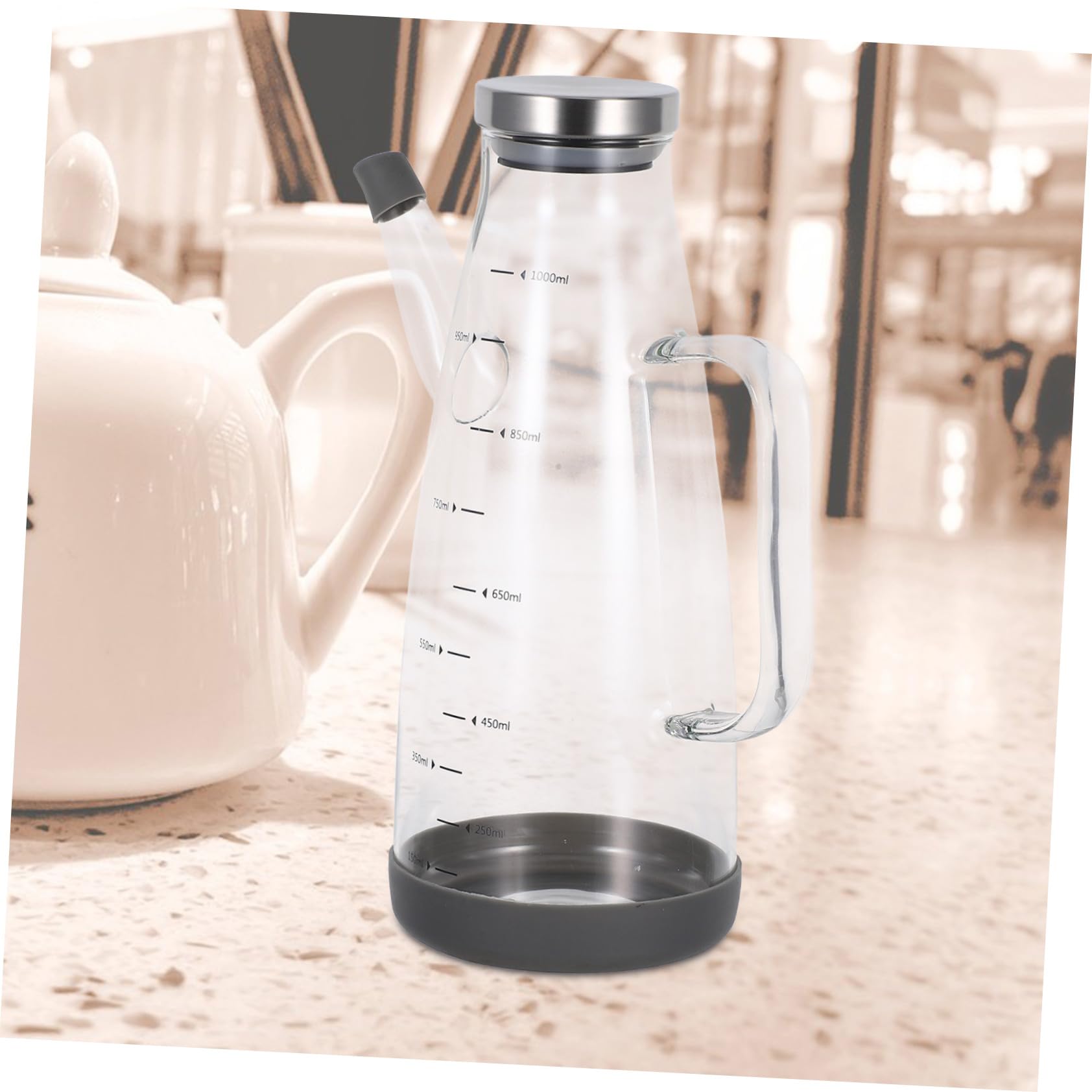 PRETYZOOM 3 Piezas Dispensador De Vinagre De Cocina Botella De Vidrio De Borosilicato Botella De Aceite De Oliva De Vidrio Transparente Gel De Sílice