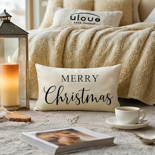 Miniatura 8 de Fundas de almohada lumbar de Navidad, fundas de cojín decorativas de Navidad rectangularesde cintura de 12 x 20 pulgadas para decoración de porche
