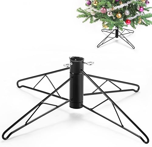 Miniatura 8 de Barydat Soporte plegable para árbol de Navidad, soporte plegable de repuesto para árbol de Navidad, base de soporte plegable verde oscuro para