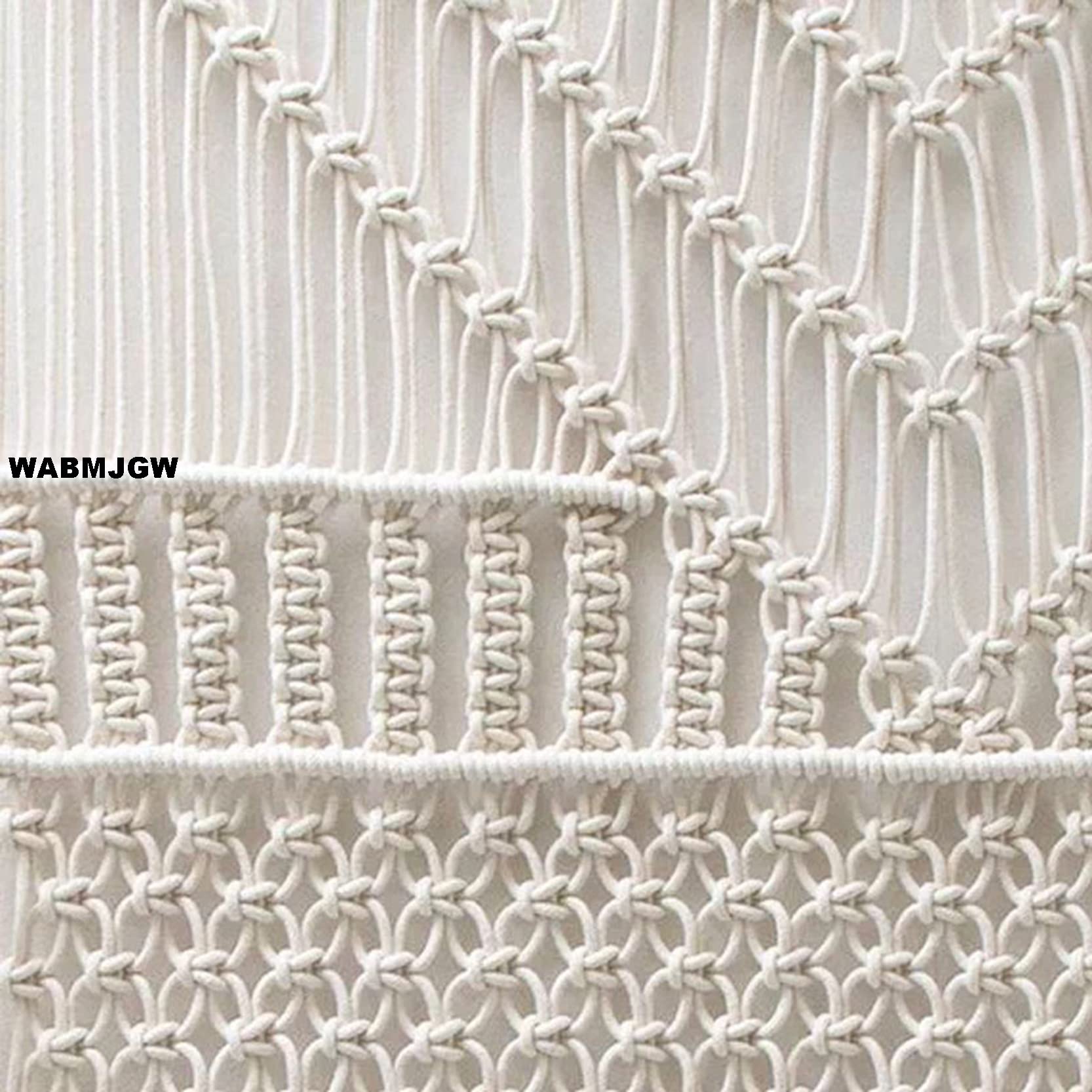 Tapiz Colgante de Pared de macramé, decoración Boho Rectangular, Tapiz de macramé Tejido a Mano, Cuerda de algodón, Arte de Pared, Dormitorio Bohemio decoración,Beige-82x110cm