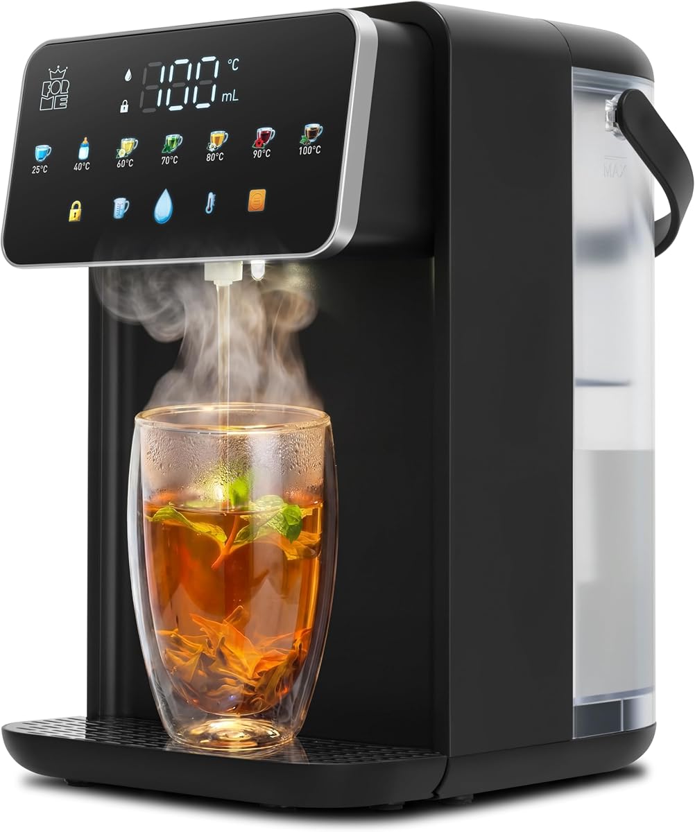 Forme Heißwasserspender 3,2 L Wassertank 2000W, Wasserspender Temperaturauswahl 25-40-50-60-80-90-100 °C, Filter Optional Verwenden, Reduziert Chlor und Kalk