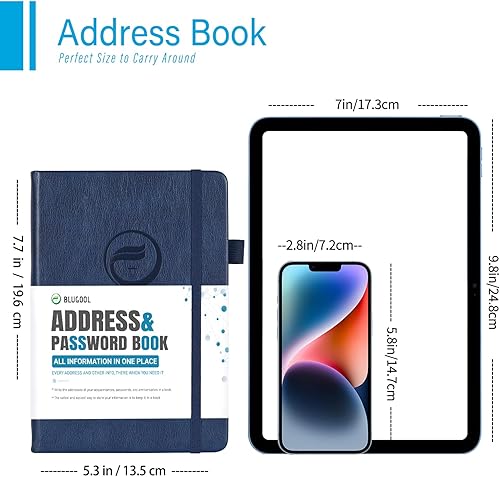 Miniatura 6 de Libreta de direcciones con pestañas alfabéticas, libro de contraseñas de tapa dura, organizador de direcciones para mantener un seguimiento de