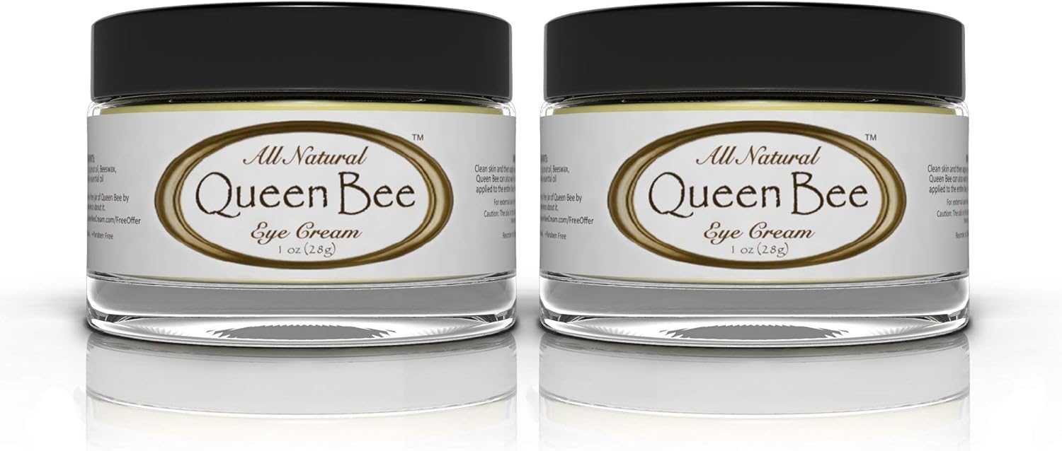 Queen Bee (2 Jars – 1 Ounce Each) All-Natural, Organic Under Eye Cream – Remove Dark Circles and Wrinkles Naturally