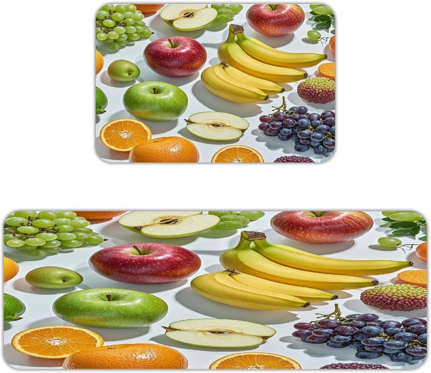 Fruits Kitchen Mat Set of 2 Ergonomic Comfort Velvet Rugs Cushioned Anti-Fatigue Non-Slip Standing Mats Thick Kitchen Floor Mat Carpet Runner Rugs 16"×24"+17"×47"