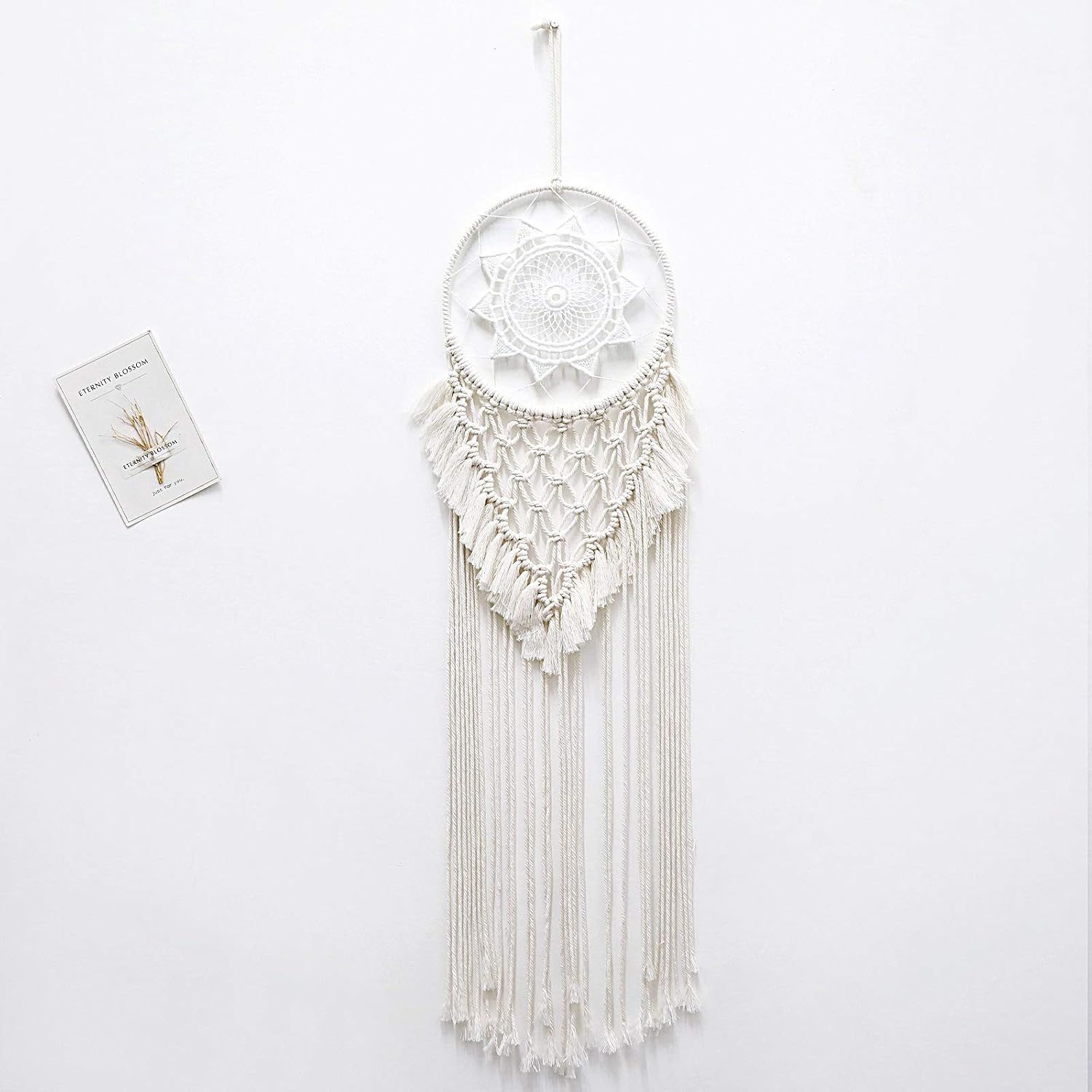 AWAYTR Macrame Dream Catcher Decor - Boho Moon Star Handmade Woven Tassel Home Bedroom Wedding Wall Hanging Decor,28" L x 15" W(Tassel)