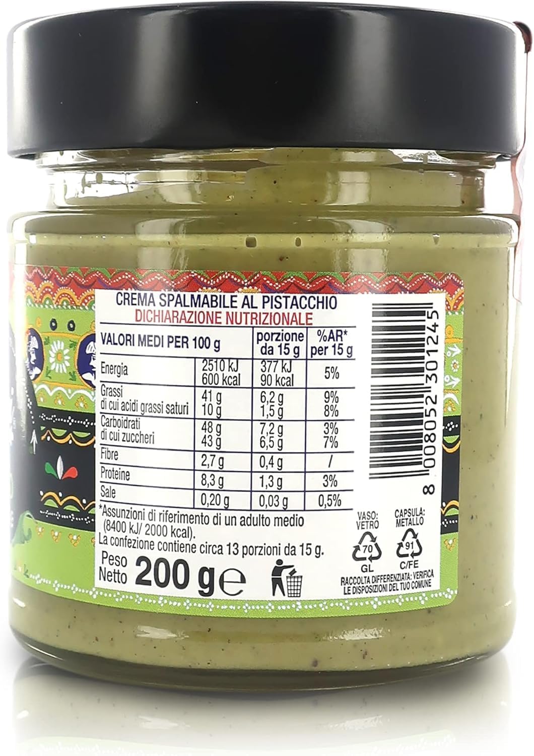 I Siciliani Crema Spalmabile al Pistacchio, Set da 9 Barattoli, 200g per Barattolo, Senza Olio di Palma, Senza Glutine, + portachiavi italy shop service