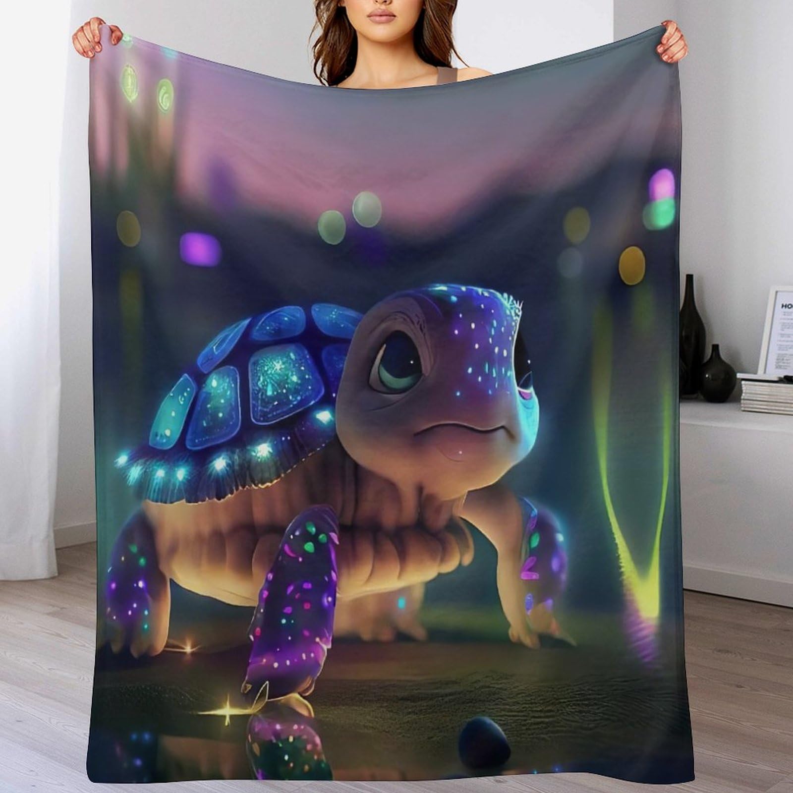 Tapis douillet tortue mignonne pour éliminer la fraîcheur du soir avec une couverture polaire