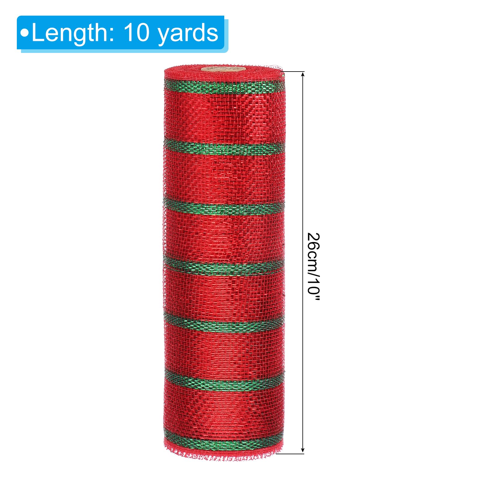 PATIKIL Decorative Mesh Ribbon, 10 Inch x 10 Yard Mesh Ribbon Roll Foil Metallic for Christmas Tree Wreath Decoration Thin Red/Green - Image 2