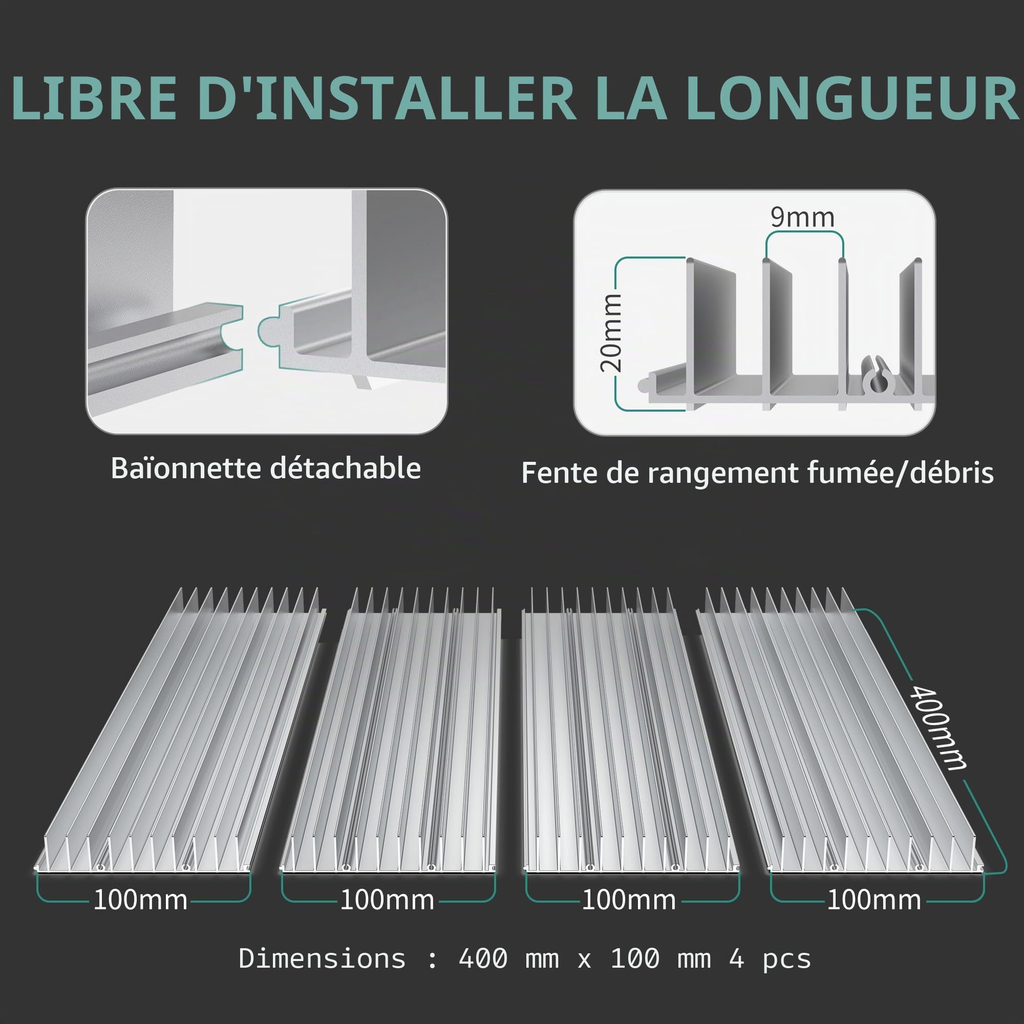 Puikos Lit laser en nid d'abeille 400 x 400 mm Table de travail en nid d'abeille pour machine de gravure laser/découpe laser, protection de bureau, assemblage libre, dissipation rapide de la chaleur