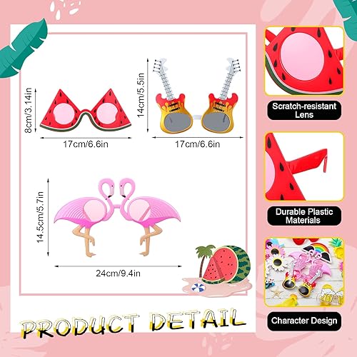Miniatura 2 de Flutesan 24 pares de lentes de sol para fiesta Luau, divertidas gafas tropicales hawaianas, suministros para fiestas temáticas de playa,