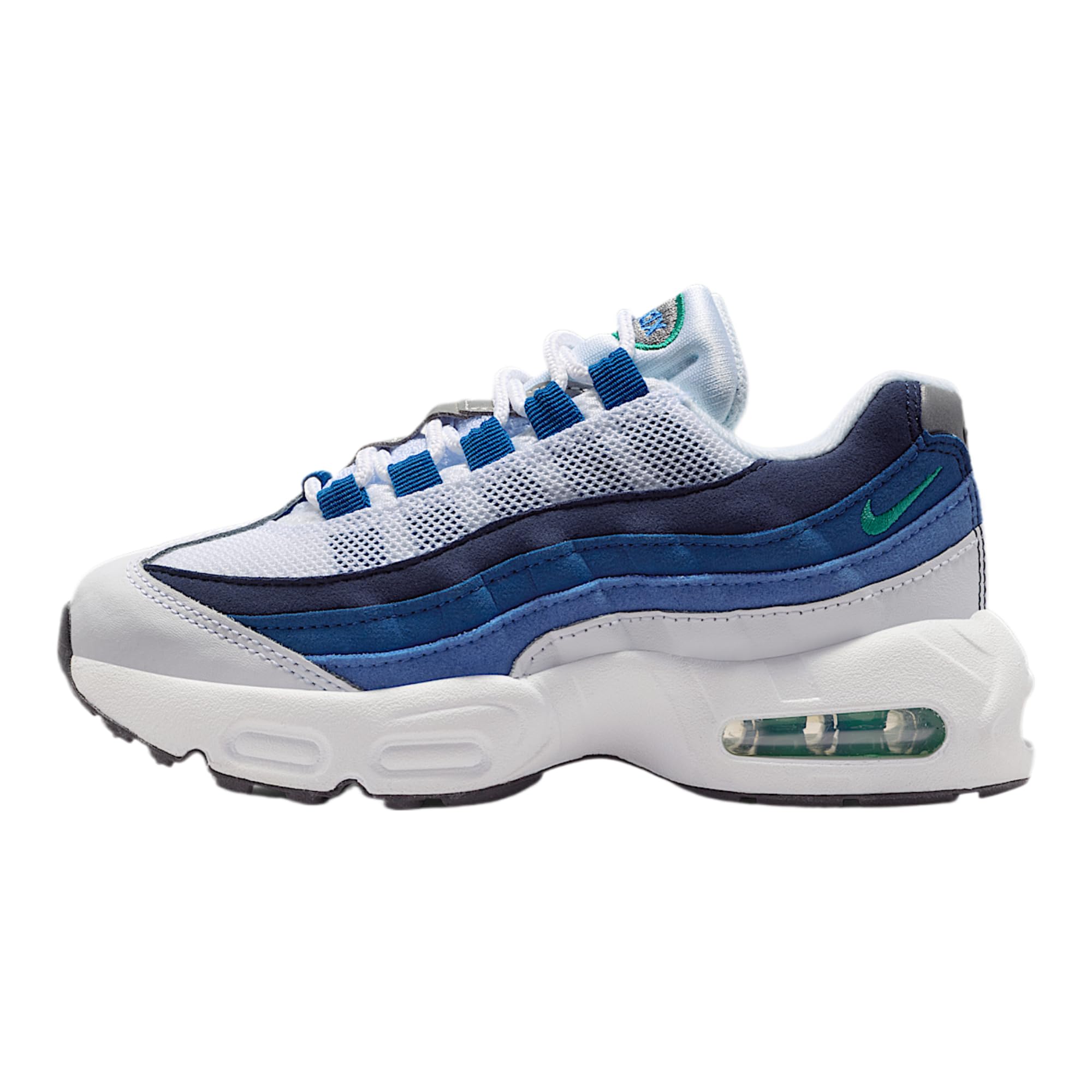 Air Max 95 Premium Little Kids' Shoes (White/Lake Blue/French Blue/Emerald Green)