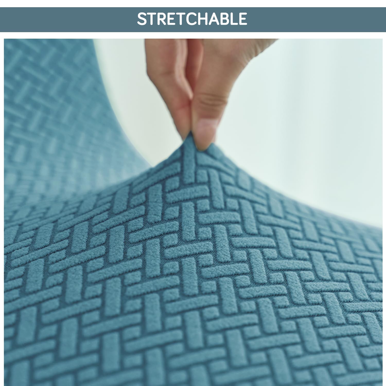 HOKIPO Premium Jacquard Stretchable Swivel Chair Cover High Armrest Slipcover, Turquoise (AR-5356-TRQ) 1