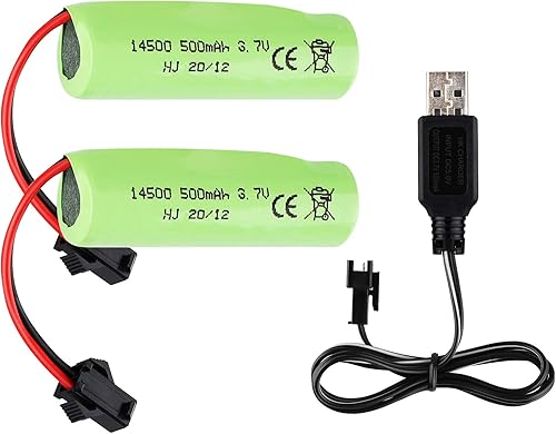 FPVERA Batería de coche Rc – Paquete de 2 baterías de 500 mAh 3.7 V Li-ion recargable para doble cara RC Stunt Car RC Camiones pequeños RC barco
