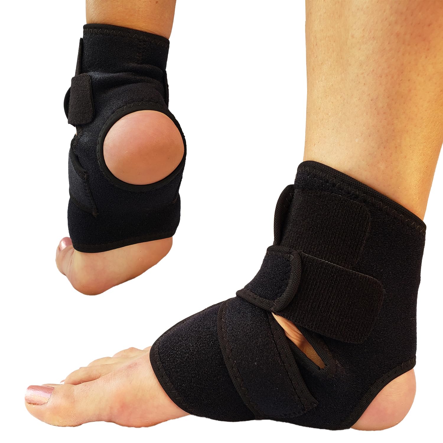 RiptGear Ankle Brace Support for Men and Women - Sprained Ankle Compression Support - Open Heel Foot Adjustable Straps for Recovery - Achilles Tendon Support Stabilizing Bandage (Small)