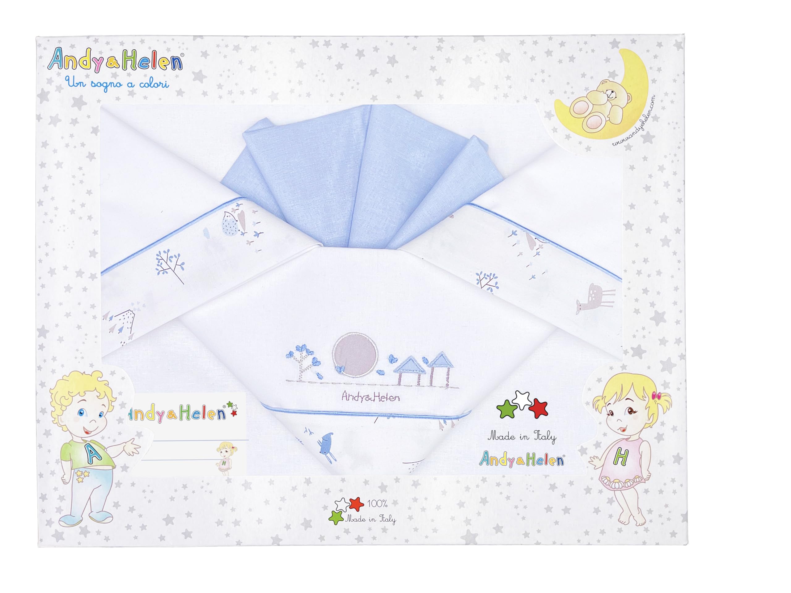 ANDY & HELEN Complete 3 Piece Cot Bed Sheet Embroidered + Elastic Bottom Sheet and Pillow Case Suitable for Cots Carrycot and Pram - Image 2