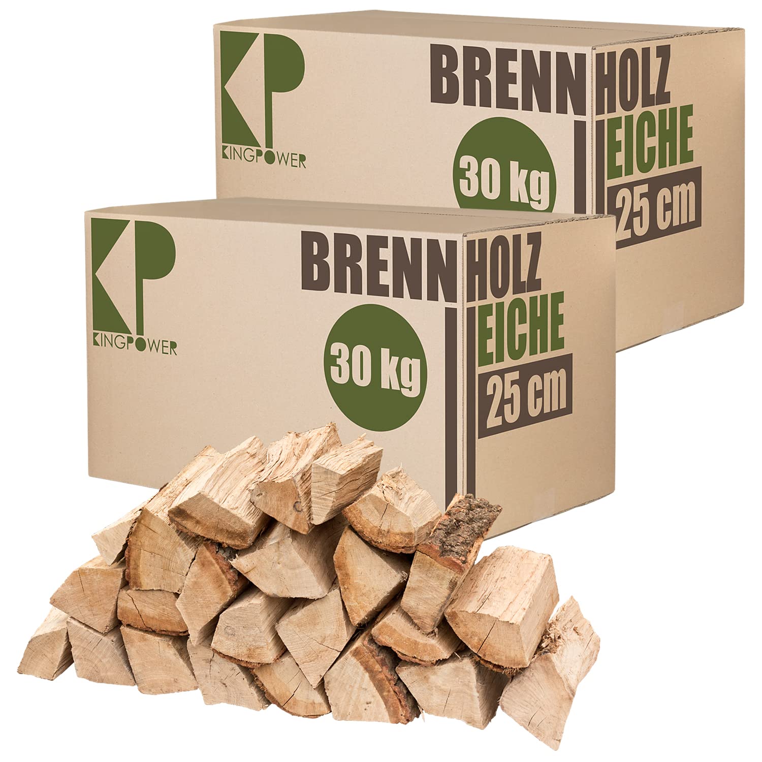 Legna da Ardere Quercia 60 kg Per Stufa e Camino Braciere Griglia Cestello per il Fuoco Ceppi 25 cm Kingpower
