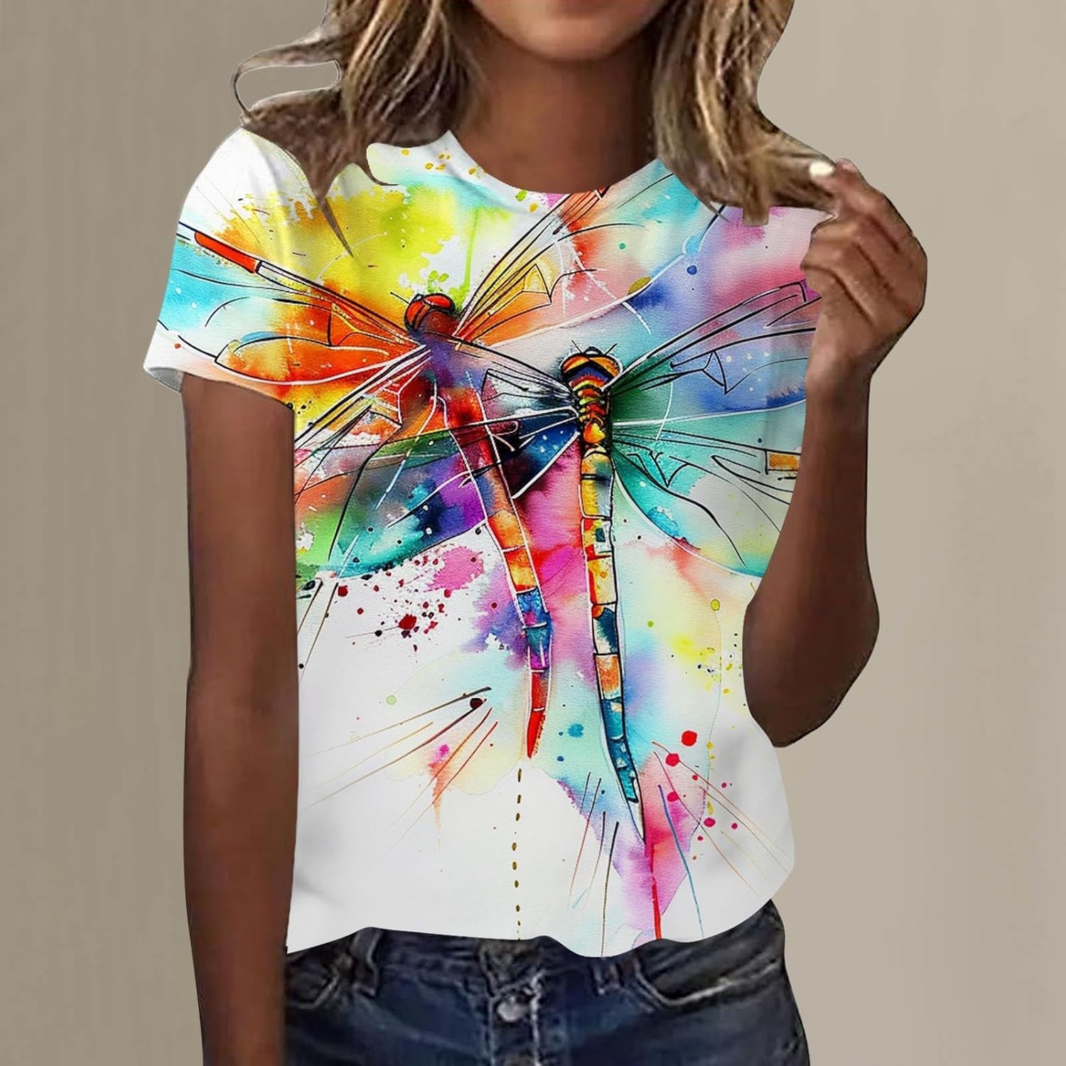 Produktbild von T-Shirt Mädchen Weiß Baumwolle Rundhals Kurzarm T-Shirts Oberteil