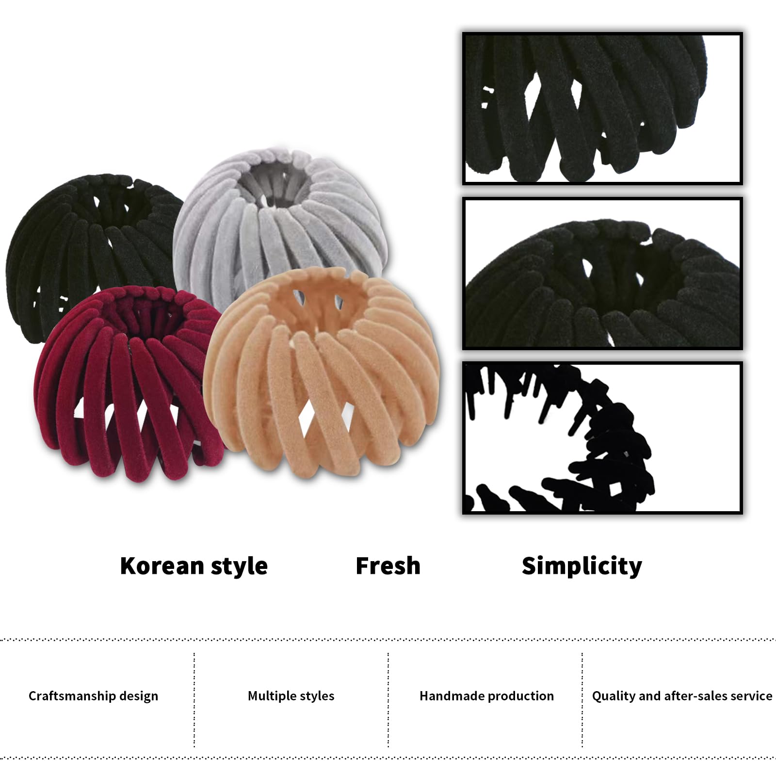 Bailinks 4 Pcs Hair Bun Tool Set, Expandable Geometric Hair Loops and Ponytail Holder Clips - Image 3