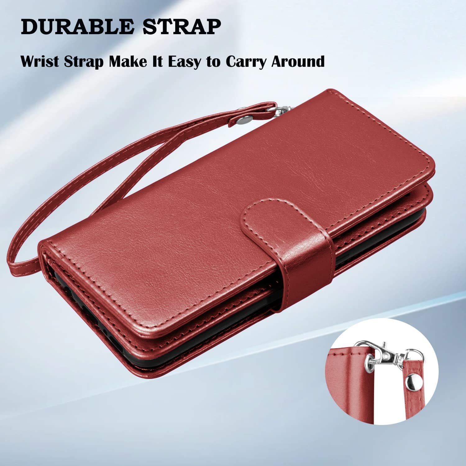 Takfox Galaxy A02S Case, for Samsung A02S Wallet Case PU Leather Flip Case Cover with Magnetic Closure [9 Card Slots] ID Card Holder and Kickstand for Women Men Folio Detachable Phone Case-Wine Red
