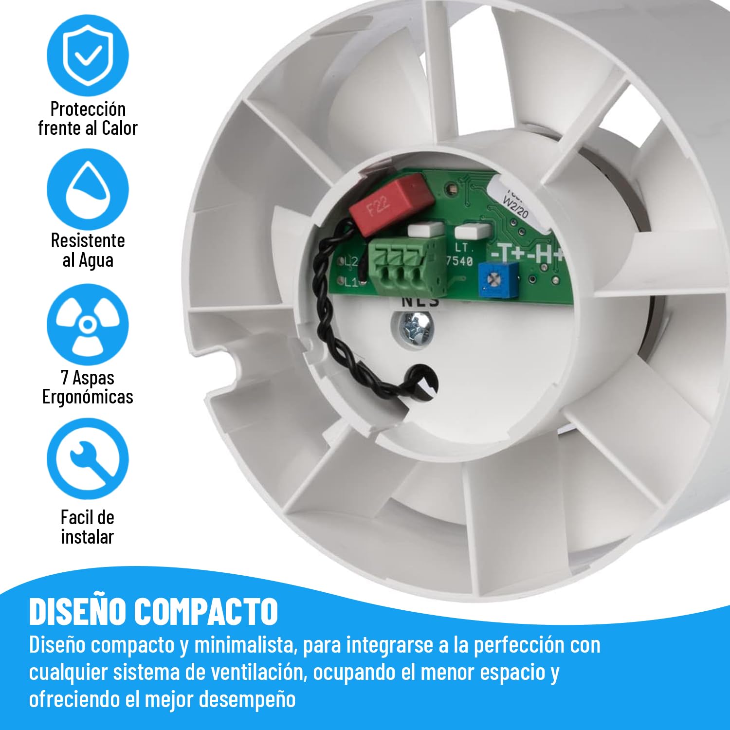 GROWMANIA Extractor de Aire en Línea Tubo para Armario de Cultivo 150 MM | Extractor de Olor con Caudal de Aire 295 m³/h | Aire Fresco Invernadero | Motor Silencioso