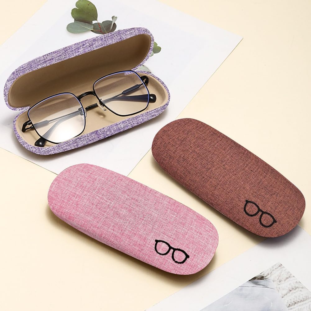 CREATCABIN Glasses Case Hard Shell Portable Sunglasses Case Spectacle for Women Men Large Eyeglasses Holder Storage Pouch Protective with Cleaning Cloth Gift Travel Coconut Brown 6.3x2.5x1.5in image 3