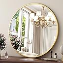 XRAMFY 30 Inch Round Mirror - Circle Mirrors for Bathroom, Entryway and Living Room Wall Decor, Modern Hanging Vanity Mirror, Matte Gold Circle Decorative Wall Mirror
