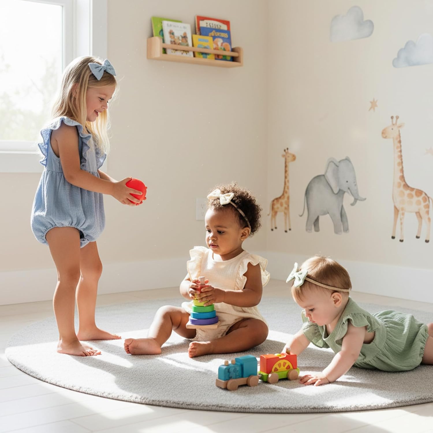 Douhoow Infant Baby Girl Summer Clothes Flying Sleeve Crew Neck Baby Girl Romper with Bow Headband - Image 7