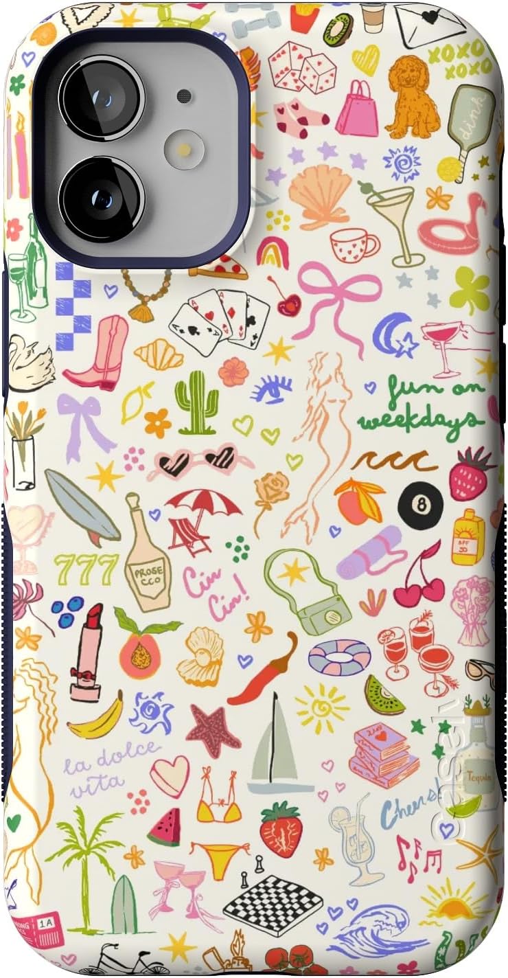 Casely iPhone 12 Mini Case | All The Fun Things | Fun on Weekdays | Bold Protective Design | Compatible with MagSafe
