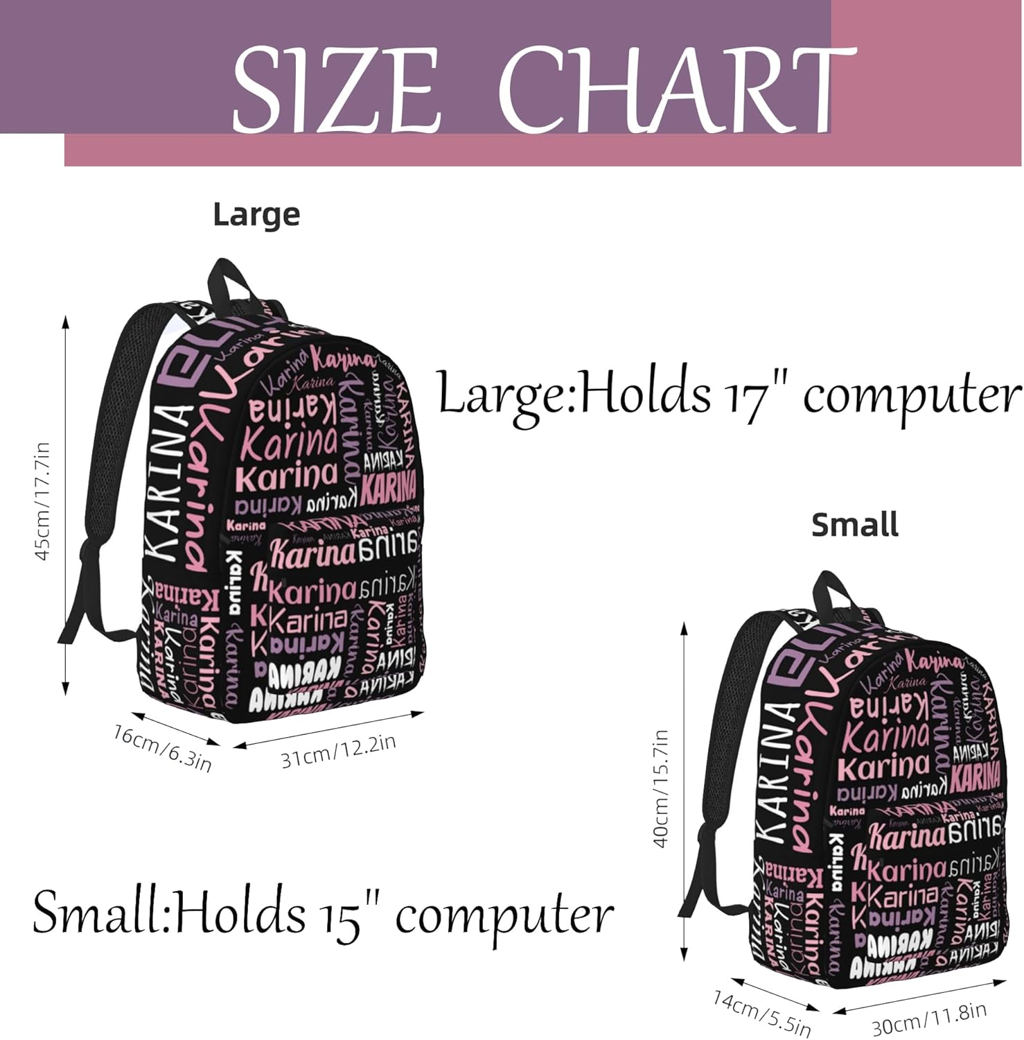 Custom Casual School Bags Backpacks Customized Adjustable Shoulder Straps Bag With Name Personalized Name 15,17 Inch Student School Bag For Travel Work