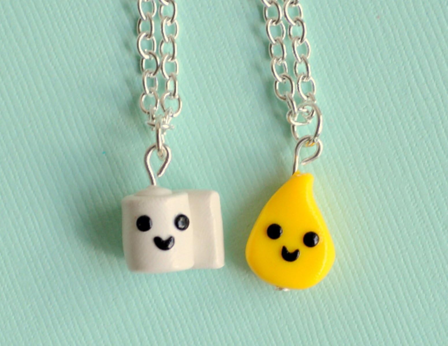 Kawaii Toilet Paper and Pee Drop Charm Best Friend Necklaces
