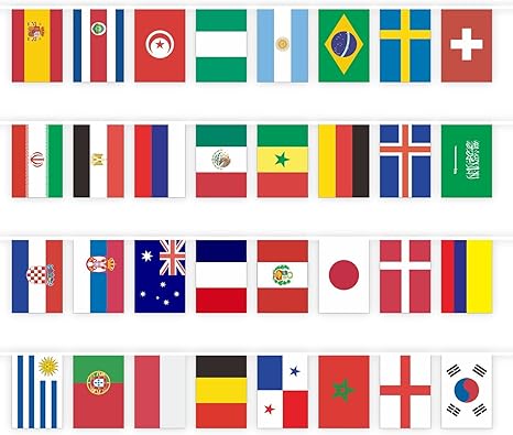 Amazon Sukidaya 万国旗 18 ワールドカップ ロシア 32カ国旗 運動会 体育祭 イベント ポリエステル製 連旗 サイズ3種類選べる 地図 国旗 ホビー